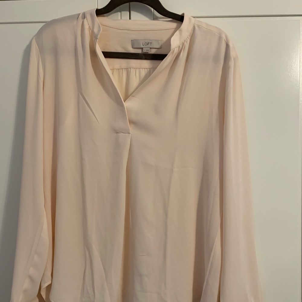 Loft light pink chiffon blouse, size M